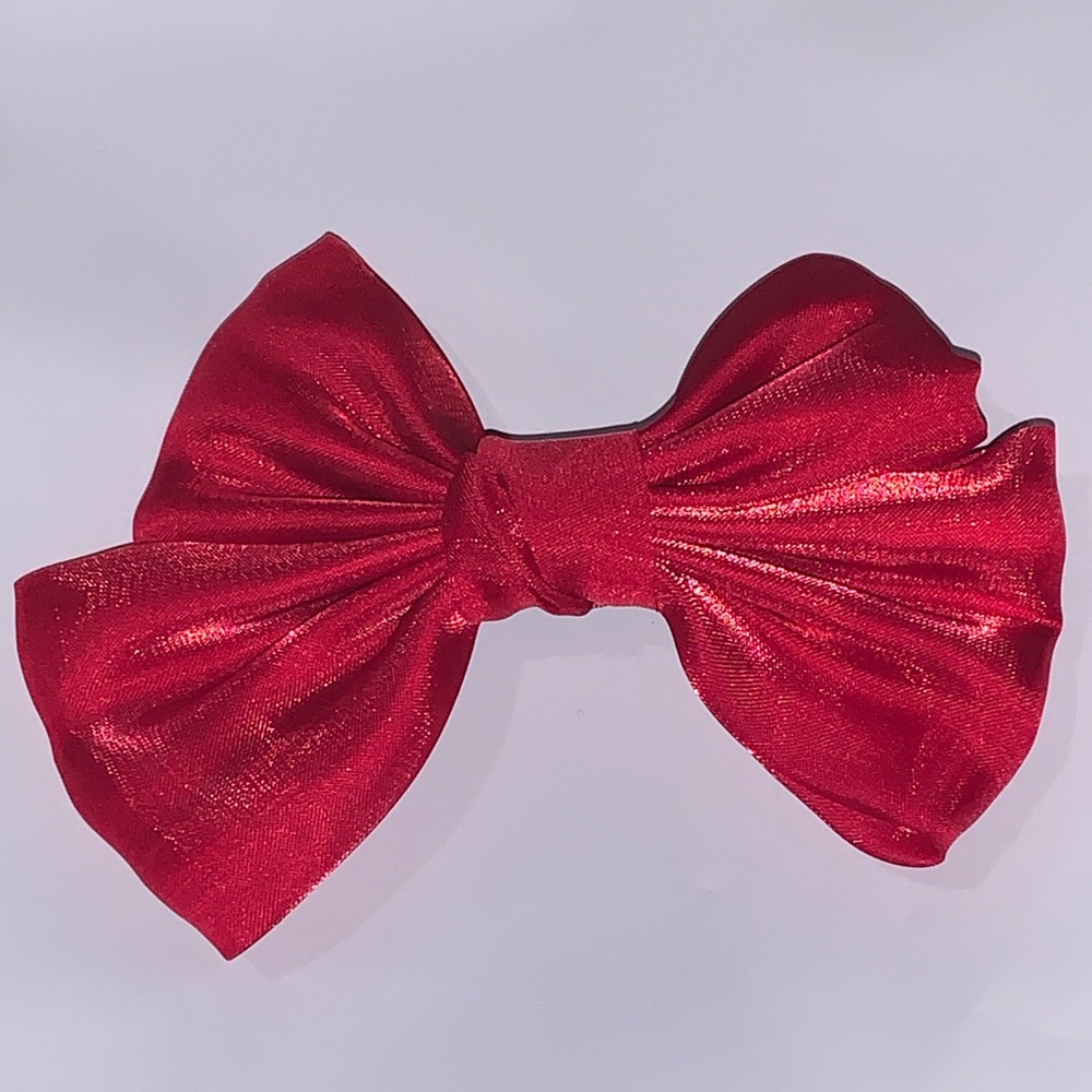 Red Satin Hair Bow for Kids